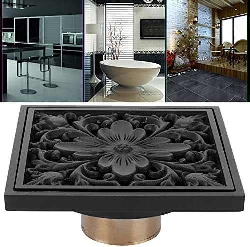 Hapivida Antique Black Square Floor Drain with Strainer