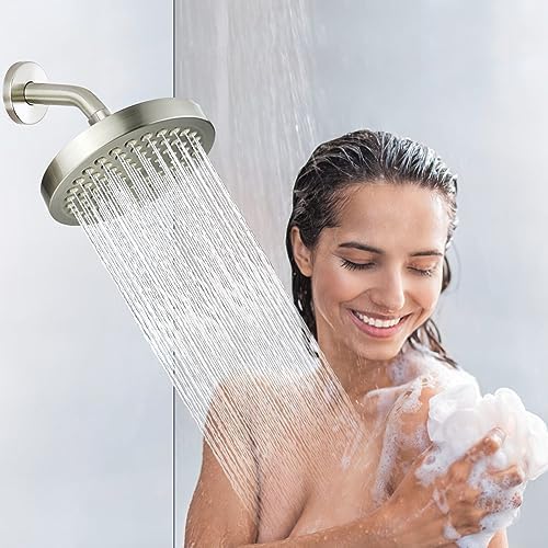 Nuodan 6 Inch Shower Arm with Flange Brushed Nickel
