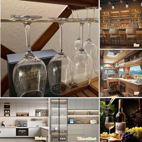 4PCS 106 Inch Wine Glass Rack Gold Under Cabinet Holder