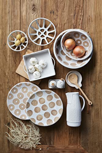 Mud Pie Textured Stoneware Salt Pepper Set with Tray