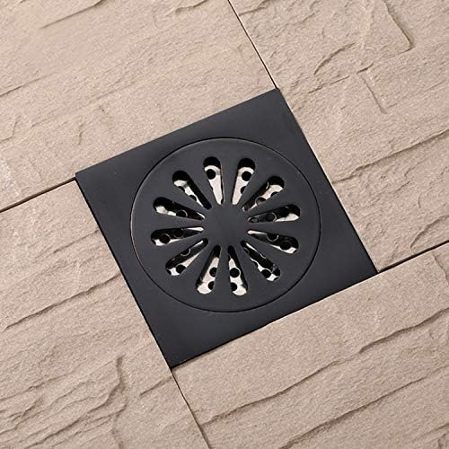 Antrader Odor-Proof Floor Drain Matte Black 4-inch Square 1