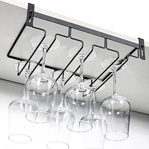 Kamehame Wine Glass Rack Under Cabinet 3 Rows Black