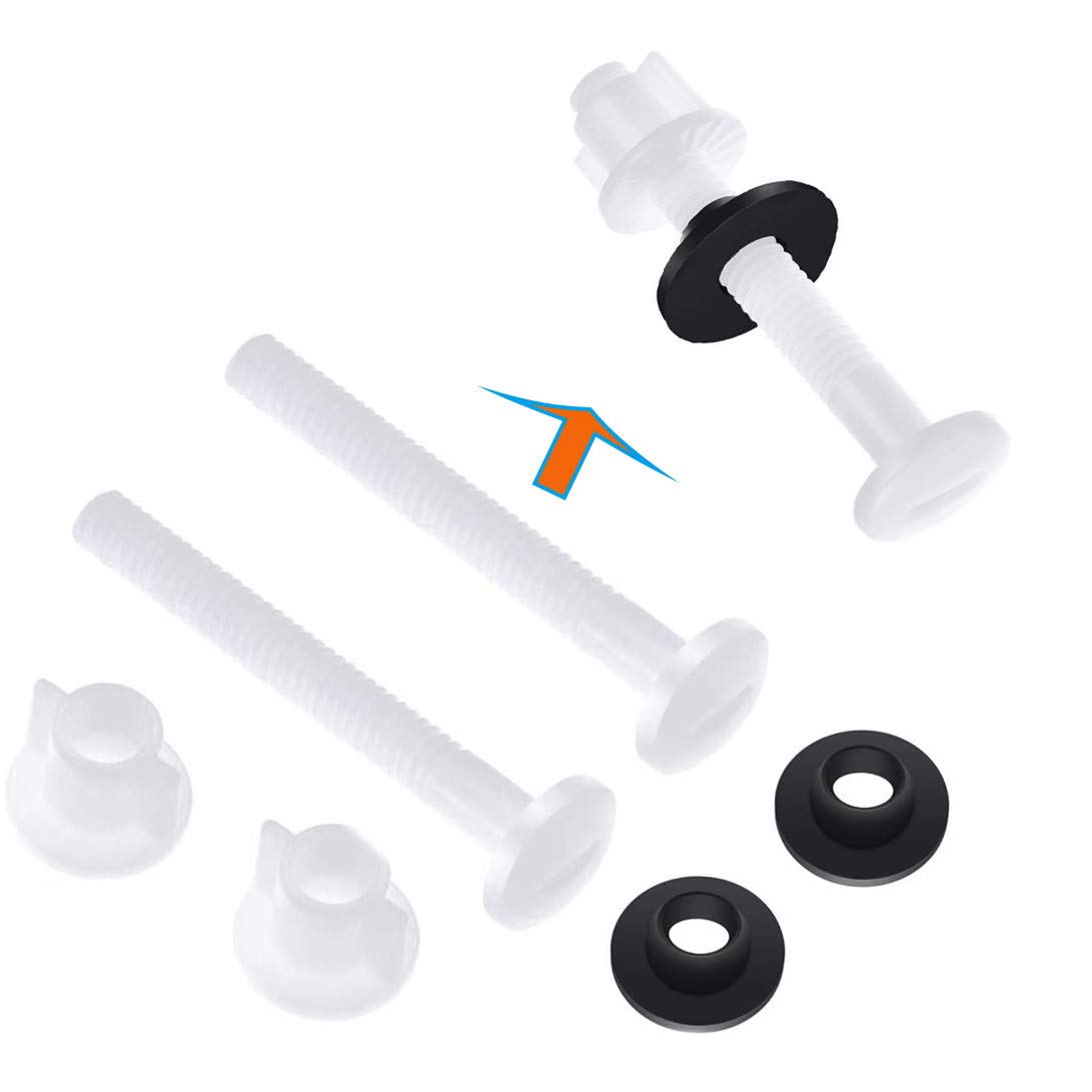 4 Pack Plastic Toilet Seat Hinge Bolts and Nuts