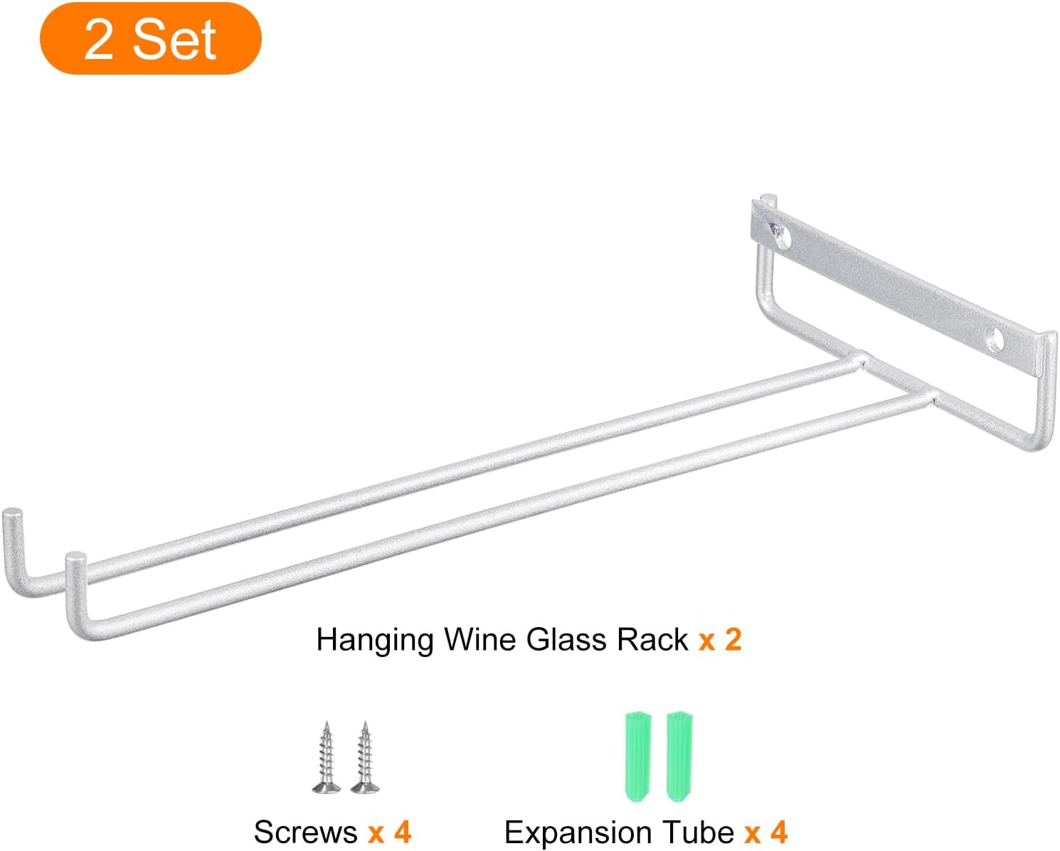 Uxcell 2Pcs Iron Wine Glass Rack - Wall Mountable