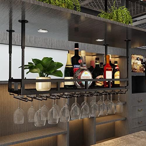 Adjustable Ceiling Wine Glass Rack for Bar and Kitchen