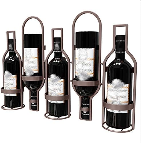 Wall Mounted Wine Bottle Holder Metal Wine Rack - 5 Bottle Capacity