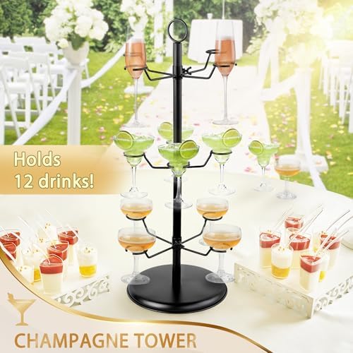 AQAREA 3 Tier Champagne Glass Rack - 12 Holders for Flutes Cocktails
