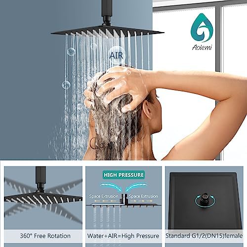 Aolemi Ceiling Mount Shower System with Rainfall and Handheld