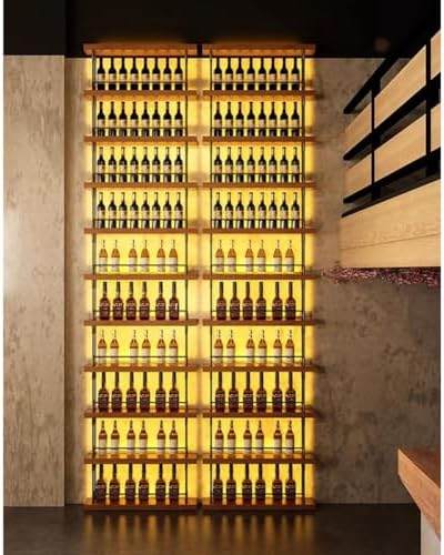 GZHERVICES Tall Wine Bar Cabinet With LED Lights