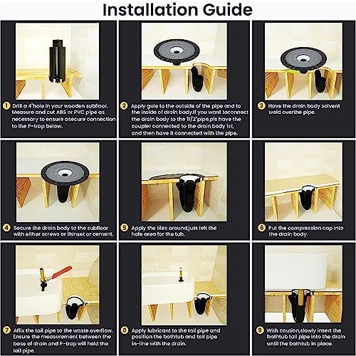 Freestanding Tub Drain Mounting Kit with ABS Adapter and Brass Liner