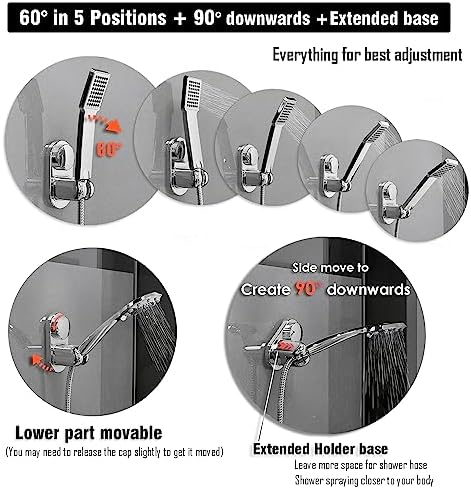 RIVOODS Adjustable Shower Head Holder with 90 Downward