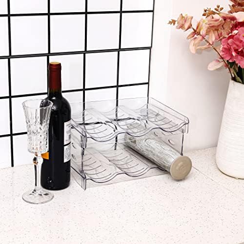 IEEK Plastic Stackable Bottle Storage Rack Clear 2 Pack