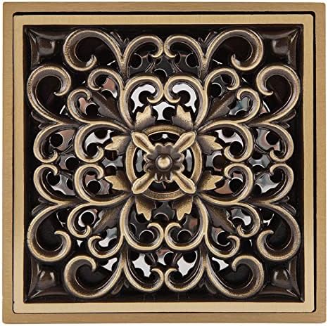 39 Inch Square Shower Drain in Antique Brass
