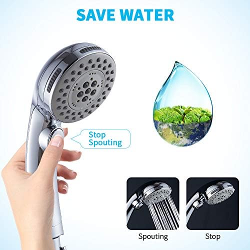DOILIESE High Pressure 6-Setting Handheld Shower Head with Pause Spa Mode