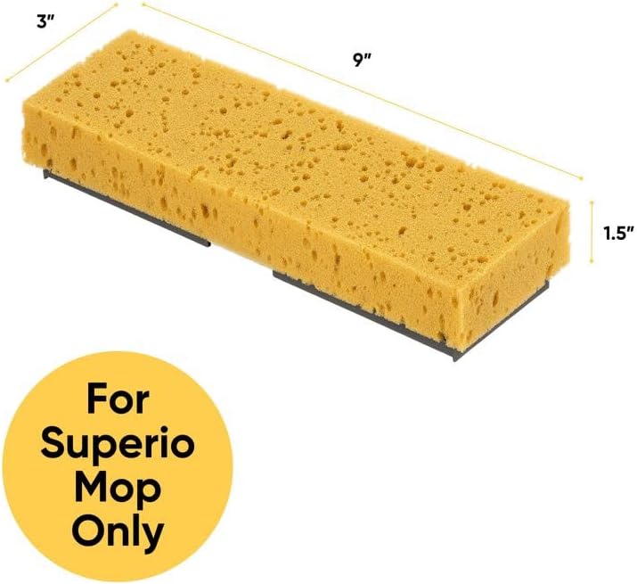 Superio Sponge Mop Refill - 9x3 Inches for Butterfly Mop
