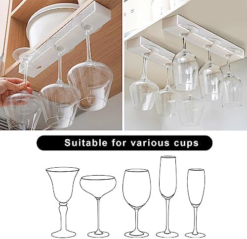AQJUNONG 2 Pack Wine Glass Holder No Drilling Under Cabinet Rack