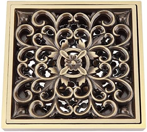 Tomotato Square Drain Strainer Cover Antique Brass 10cm Floor Drain