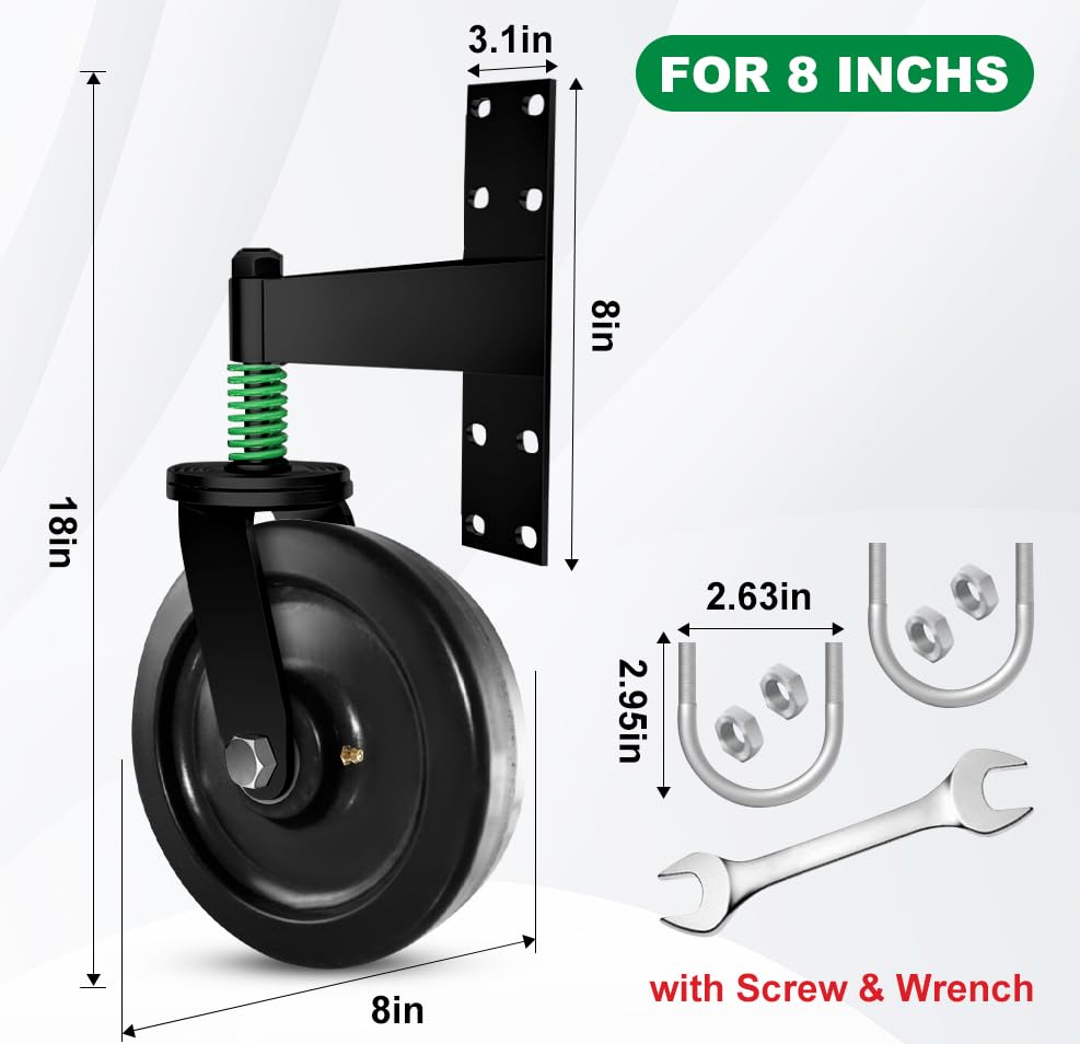 Liberoll Heavy Duty 8 Inch Gate Caster with Spring Load