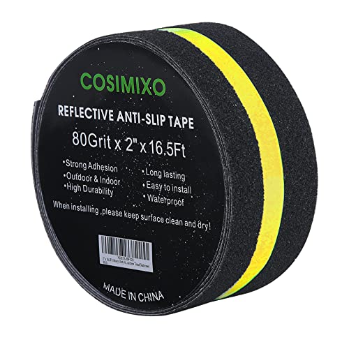 COSIMIXO 2inch x 165ft Anti Slip Tape with Reflective Stripe