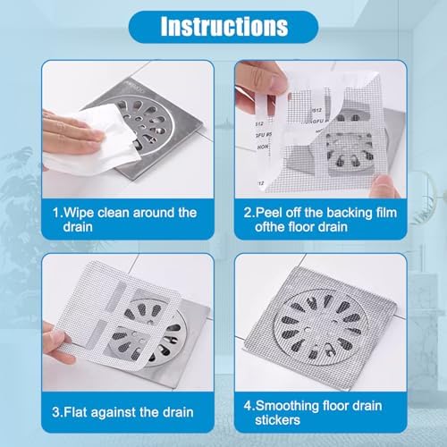 50PCS Pack Disposable Shower Drain Cover Hair Catcher
