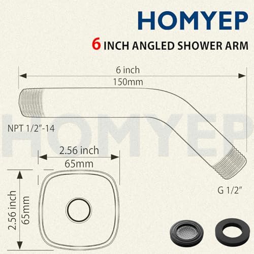 Oil Rubbed Bronze Angled Shower Arm with Flange 6 Inch 1