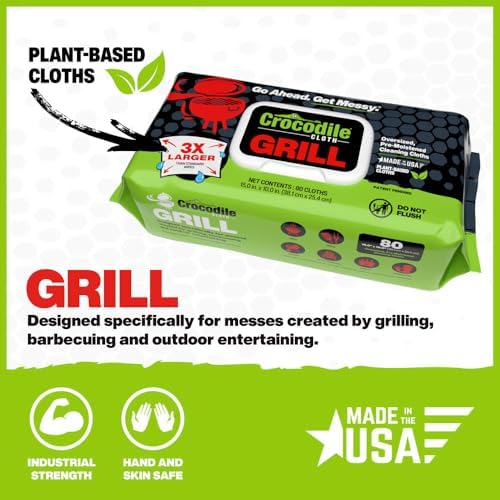 Crocodile Cloth Grill - 80 Pre-Moistened Heavy-Duty Wipes