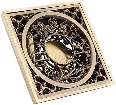 Tomotato Square Drain Strainer Cover 10cm Antique Brass Bathroom Floor Drain