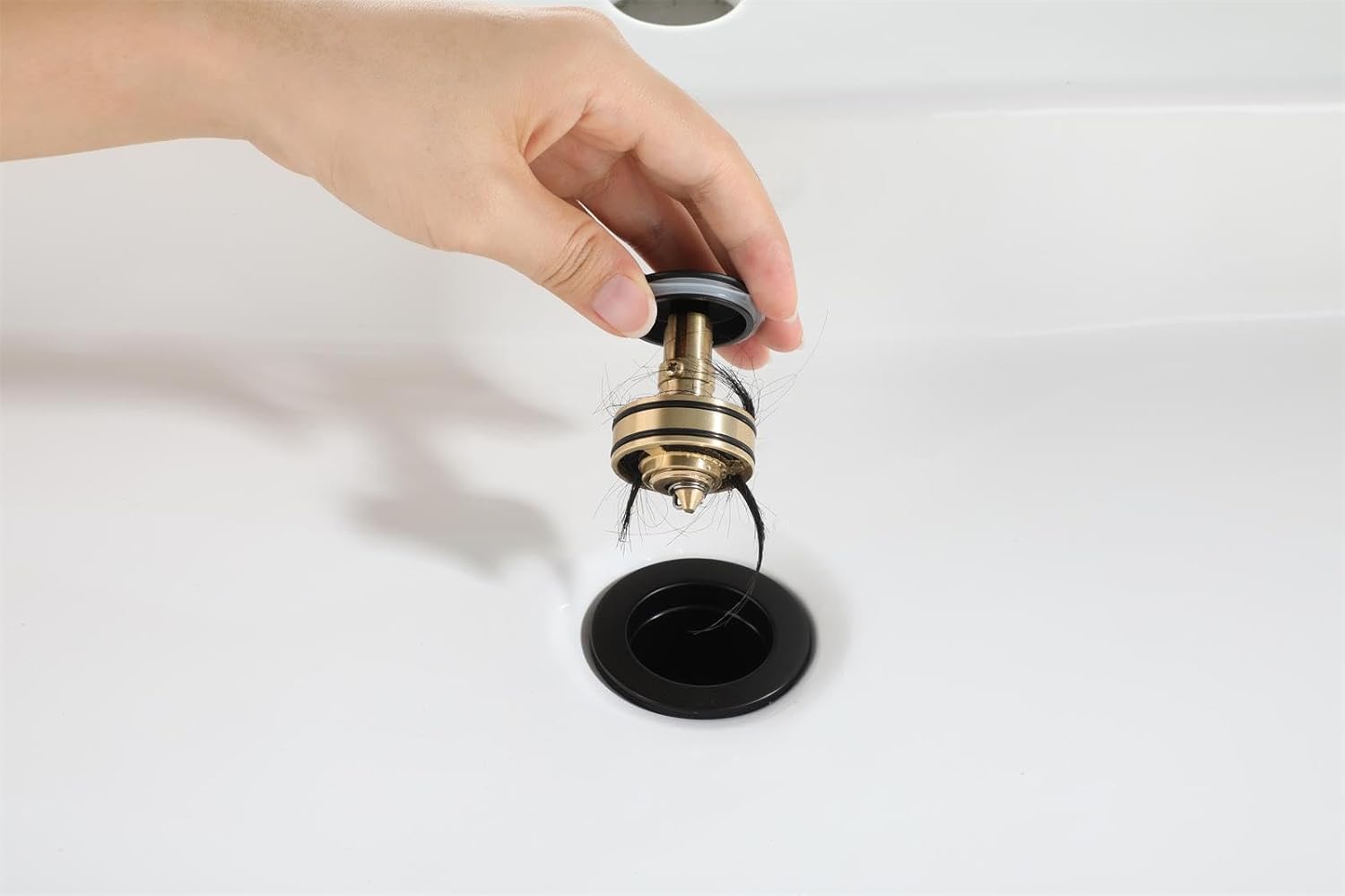 PARLOS Pop Up Drain Stopper with Overflow Matte Black