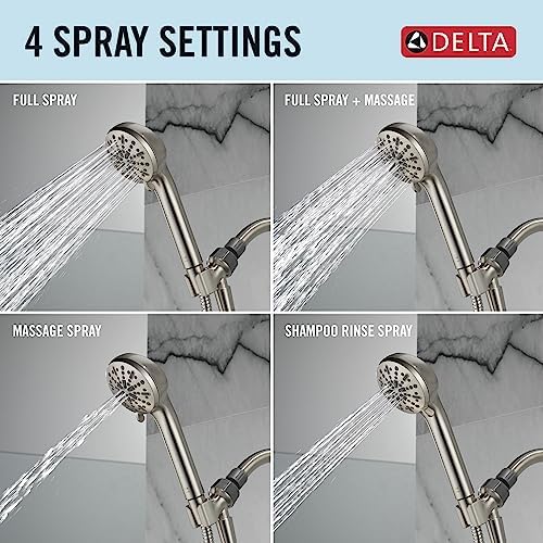 Delta 4-Spray Handheld Shower Head with Hose Brushed Nickel
