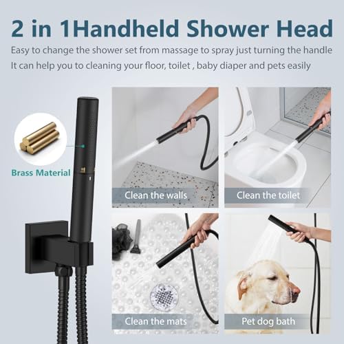 Aolemi Ceiling Mount Shower System with Rainfall and Handheld