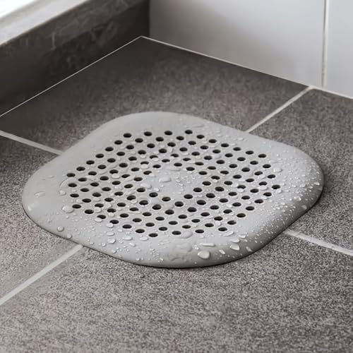 Square Drain Strainer Covers 4-Pack Silicone Suction Cup Hair Debris Blockage Preventers