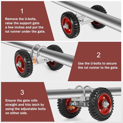Aukivon 6 Inch Rubber Gate Wheel with Double U-Bolts