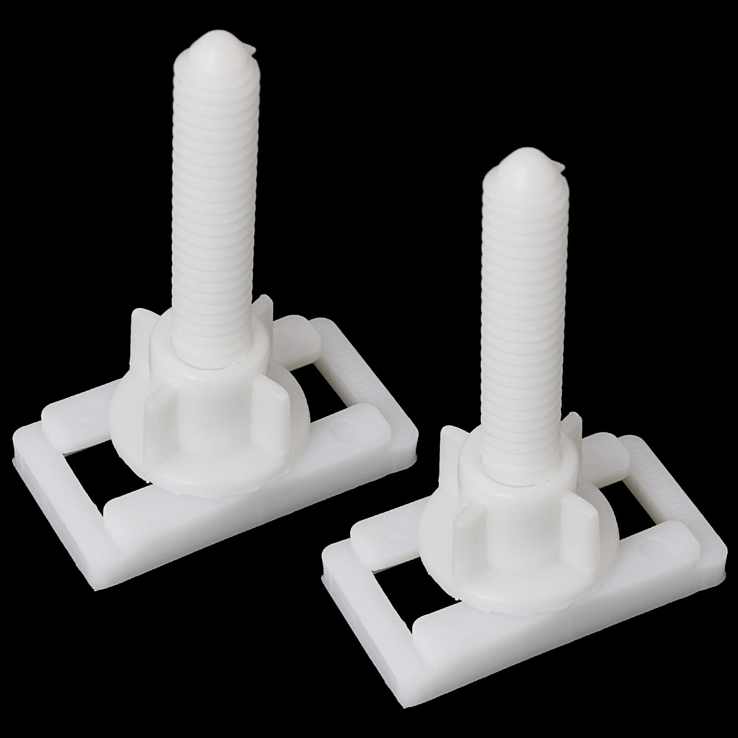 Rectangular Toilet Seat Hinge Bolt Set 2PCS White Plastic