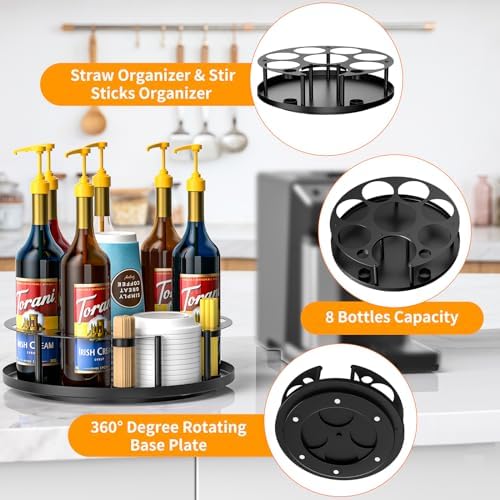 8 Bottles Coffee Syrup Organizer Rotating Holder