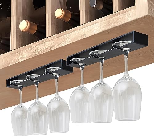 Vaisoeny Wine Glass Holder 2 Pack Black No Drilling