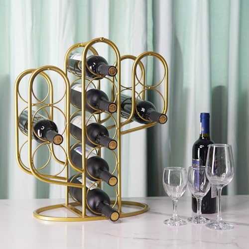 Mandaiter 10 Bottles Wine Rack with Cactus Design