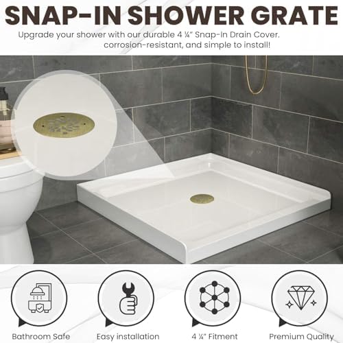Uni-Green 4-14 Round Shower Drain Grate - Antique Brass Waterdrop Shape