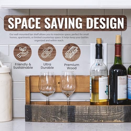 RELODECOR Whiskey Wine Barrel Shelf - Rustic Wall-Mounted Liquor Rack