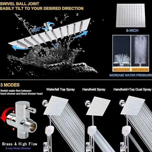 NearMoon Handheld Shower Head with 8 Inch Hose and 3 Settings