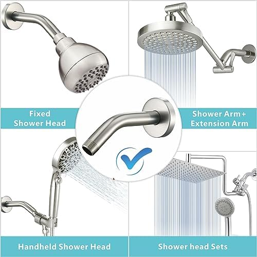 Nuodan 6 Inch Shower Arm with Flange Brushed Nickel