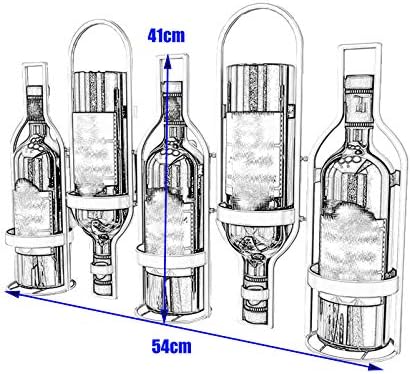 Wall Mounted Wine Bottle Holder Metal Wine Rack - 5 Bottle Capacity
