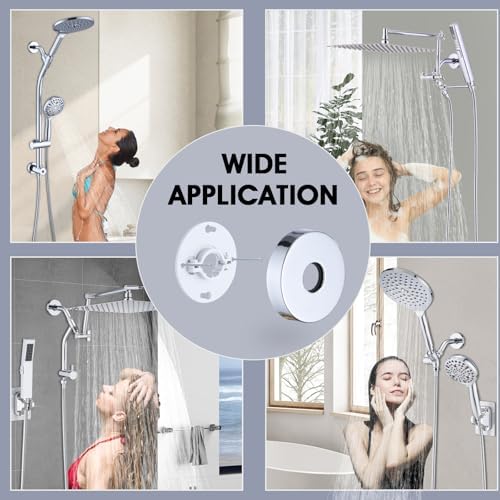 RAINREVIVE 6 Inch Chrome Shower Arm with Flange and Stabilizer Bracket