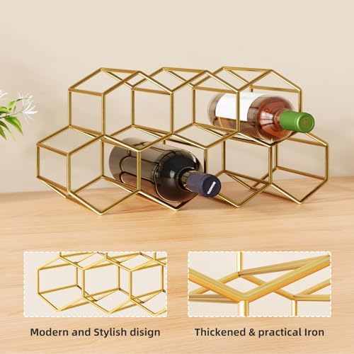 Urban Deco Small Gold Wine Rack 9 Bottle Holder 1