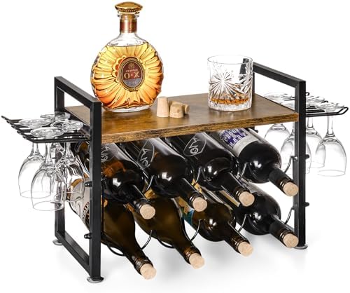 Vilaxing Countertop Wine Rack 8 Bottles 12 Glasses 1