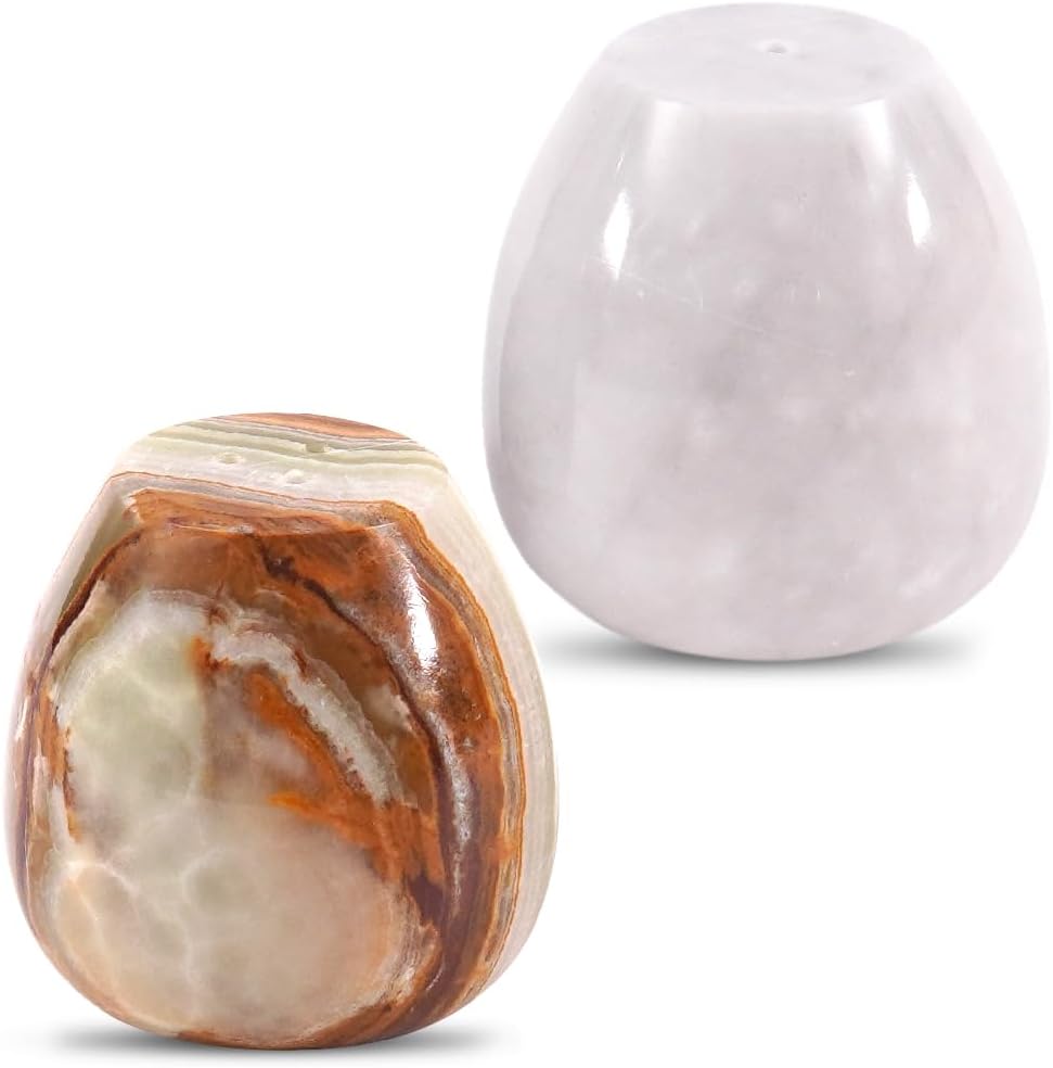 EARTHEN CRAFTS Marble Salt Pepper Egg Shape Set of 2