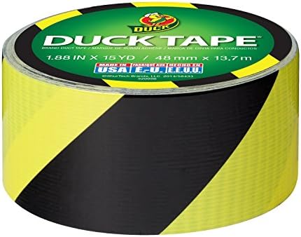 Duck Brand Printed Duct Tape BlackYellow Stripes Pack of 2