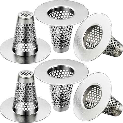 6PCS Stainless Steel Bathroom Sink Drain Strainer Basket