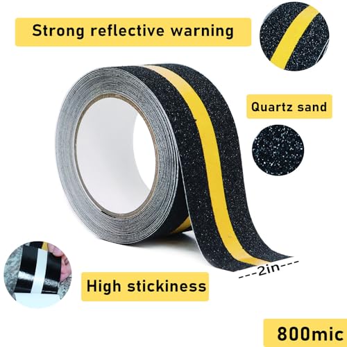 COSIMIXO 2inch x 165ft Anti Slip Tape with Reflective Stripe