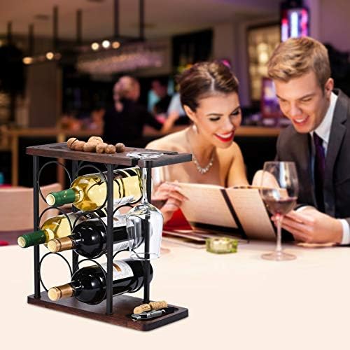 ALLCENER 6-Bottle Wine Rack with Glass Holder