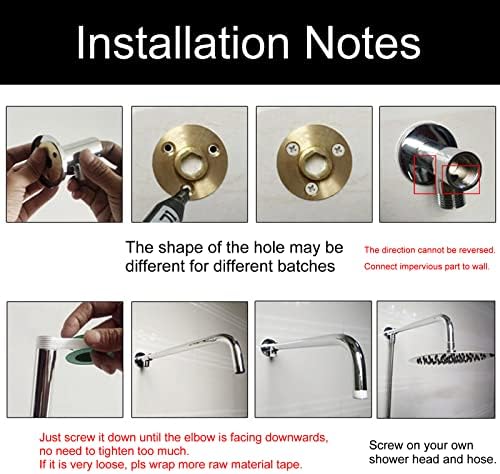 Chrome Copper Shower Arm 16 Inches Right Angle Wall Mount